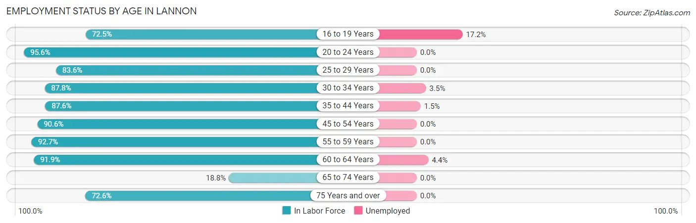 Employment Status by Age in Lannon