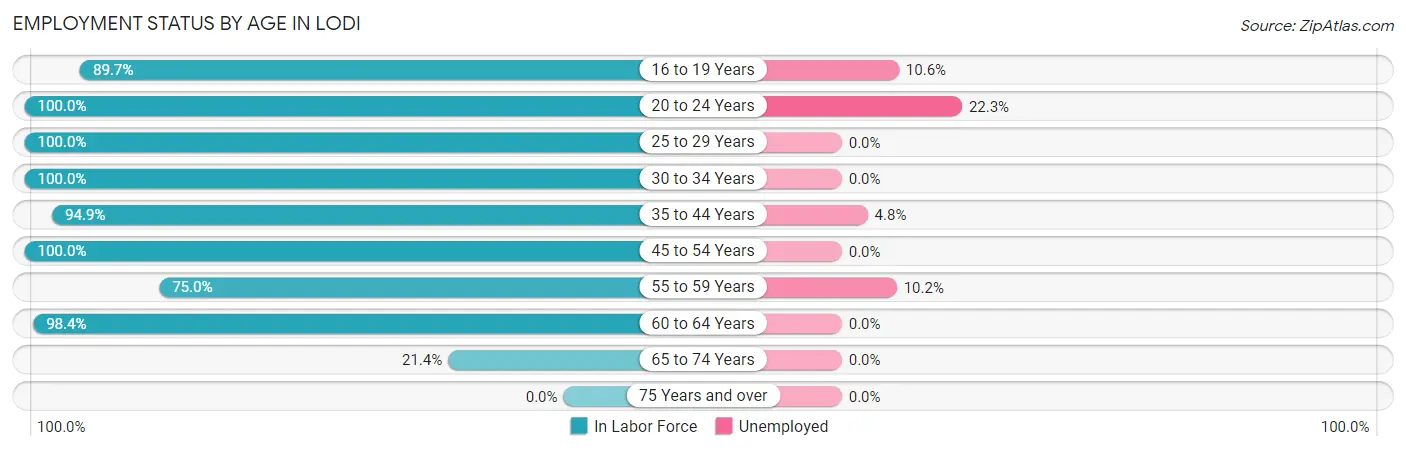 Employment Status by Age in Lodi