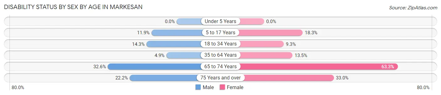 Disability Status by Sex by Age in Markesan