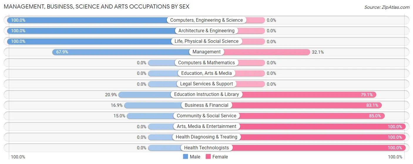 Management, Business, Science and Arts Occupations by Sex in Mayville