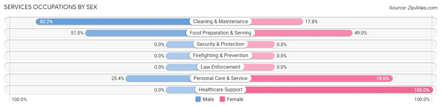 Services Occupations by Sex in Mayville