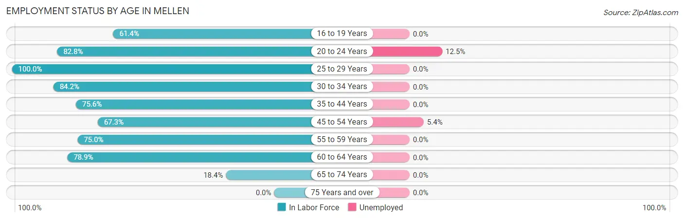 Employment Status by Age in Mellen