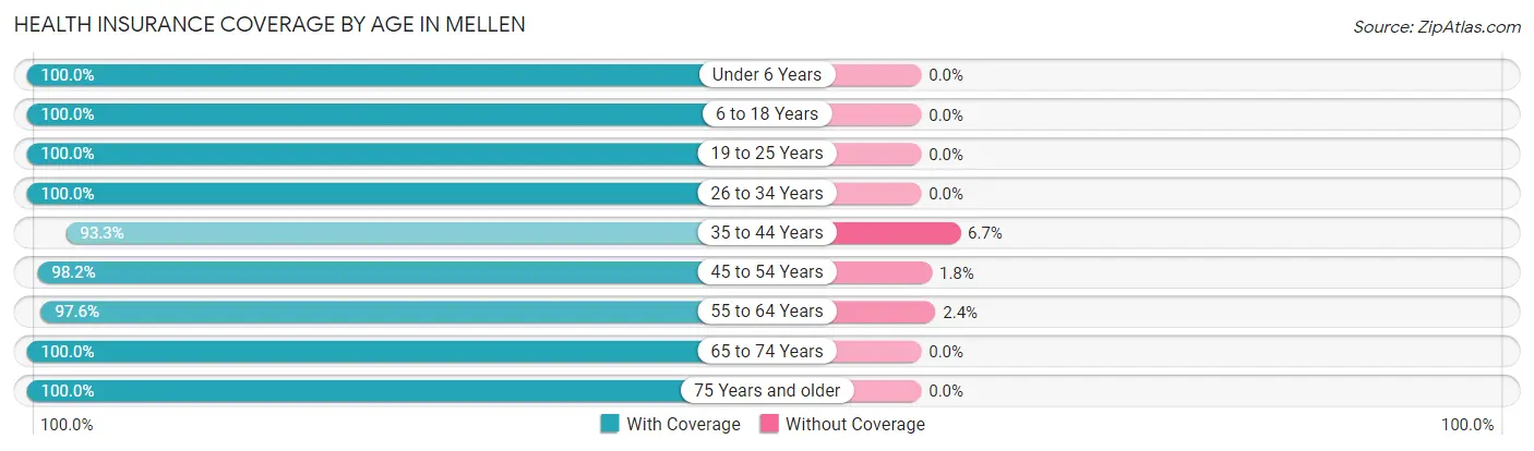 Health Insurance Coverage by Age in Mellen