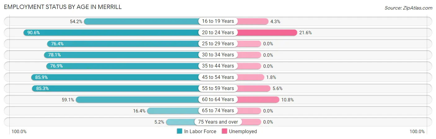 Employment Status by Age in Merrill
