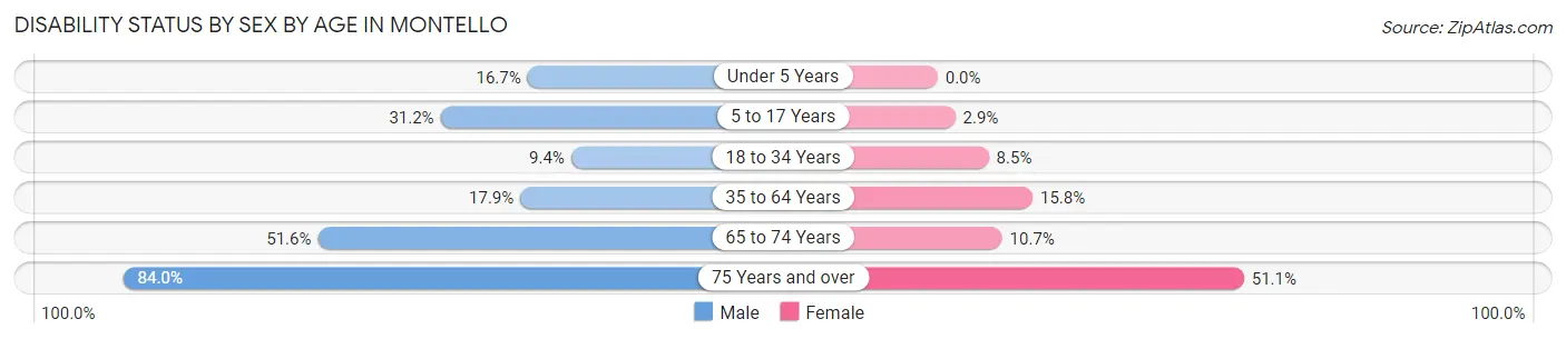 Disability Status by Sex by Age in Montello