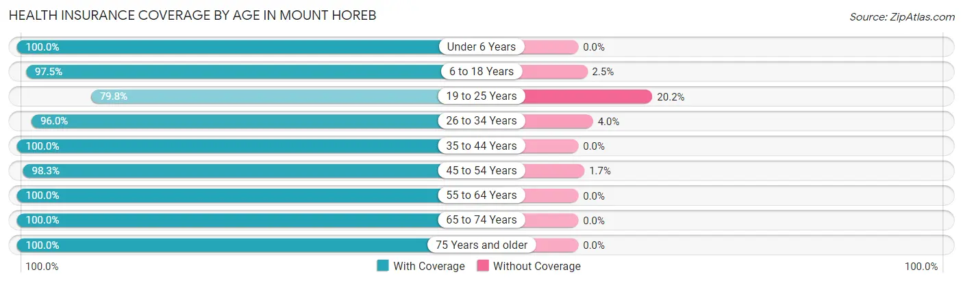 Health Insurance Coverage by Age in Mount Horeb