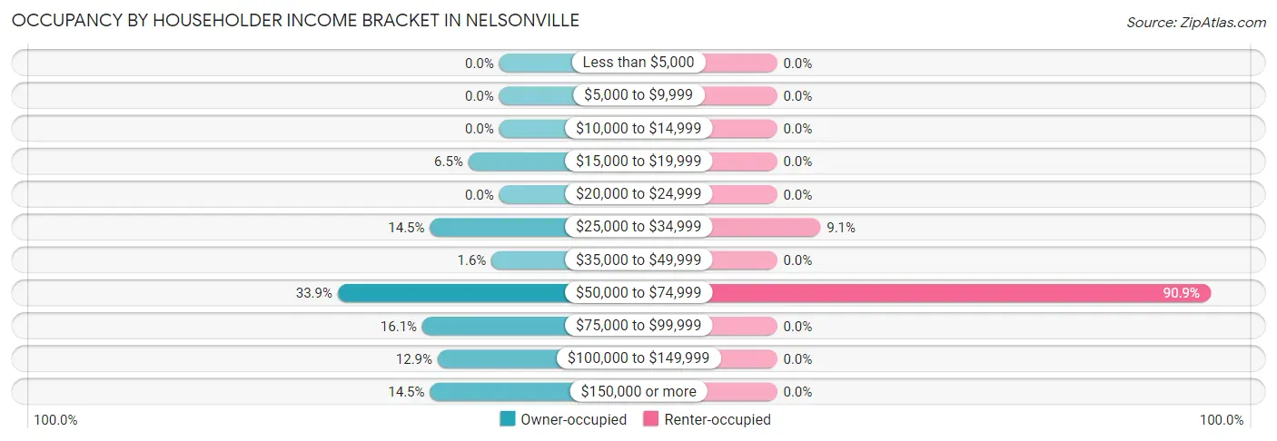 Occupancy by Householder Income Bracket in Nelsonville