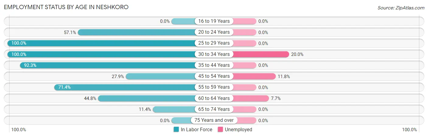 Employment Status by Age in Neshkoro