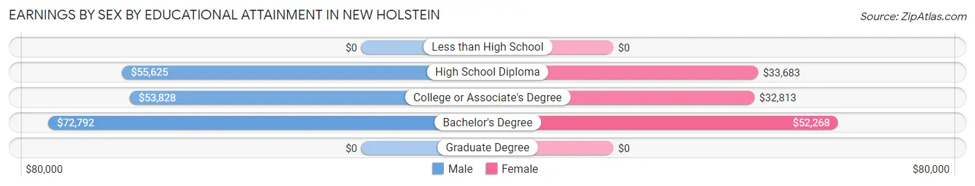 Earnings by Sex by Educational Attainment in New Holstein