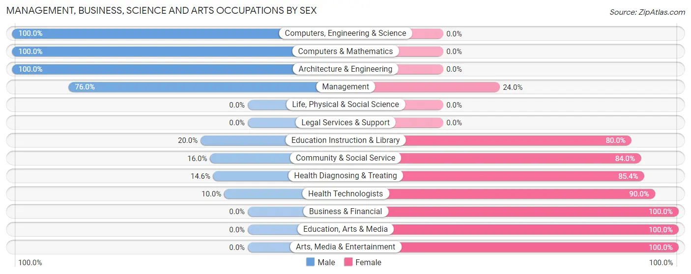 Management, Business, Science and Arts Occupations by Sex in New Lisbon