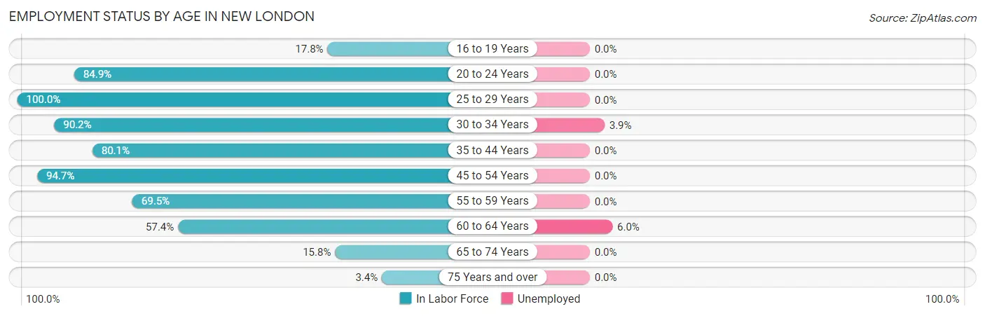 Employment Status by Age in New London