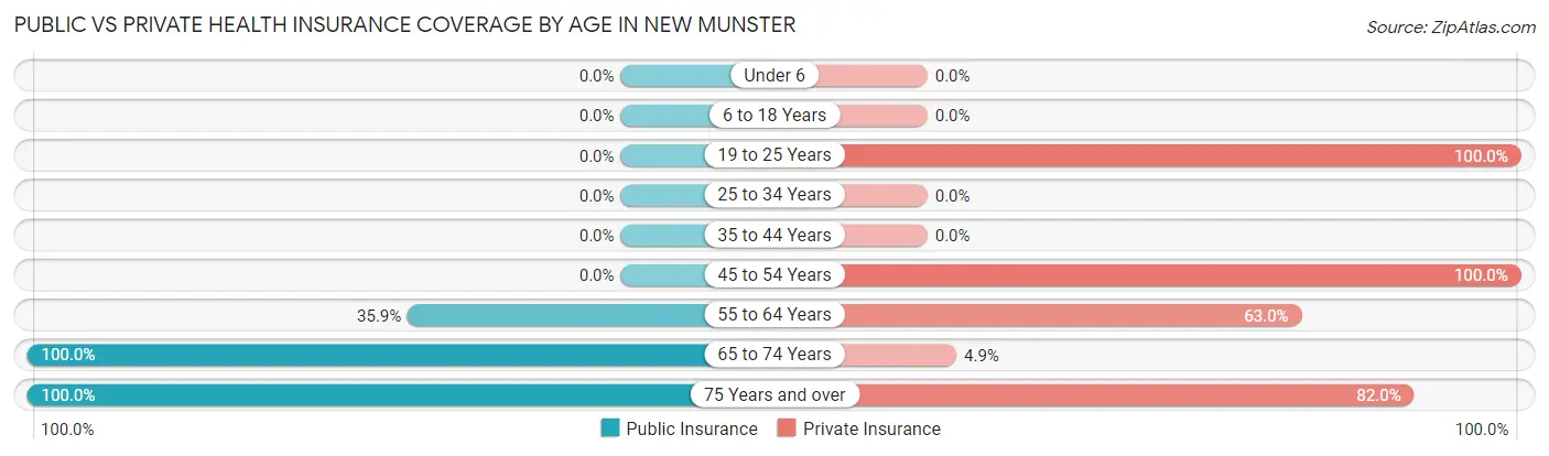 Public vs Private Health Insurance Coverage by Age in New Munster
