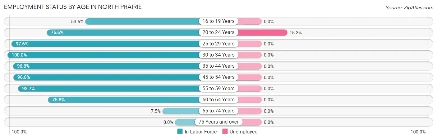 Employment Status by Age in North Prairie