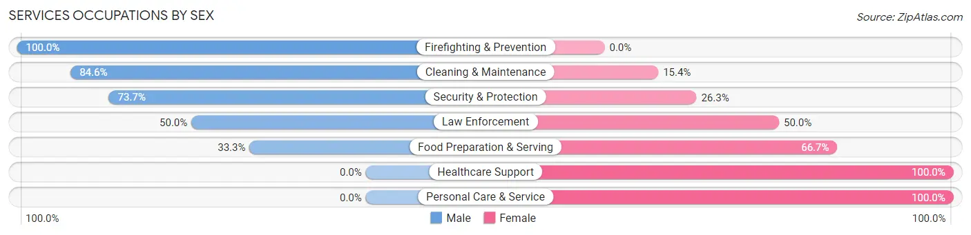 Services Occupations by Sex in Oakfield