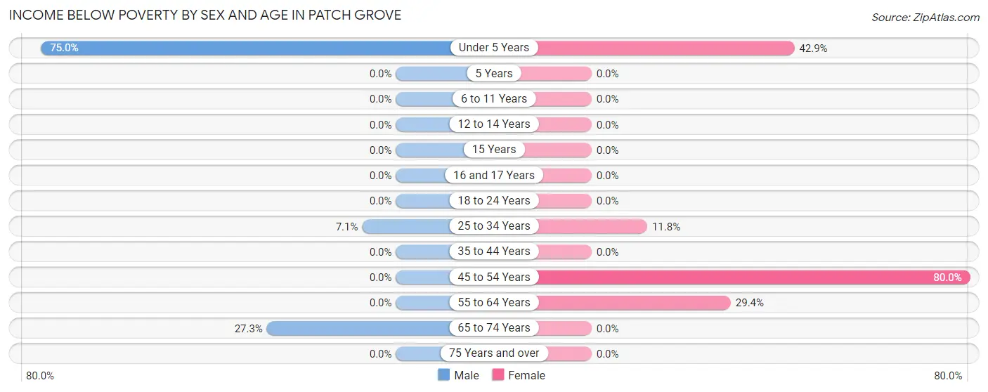 Income Below Poverty by Sex and Age in Patch Grove