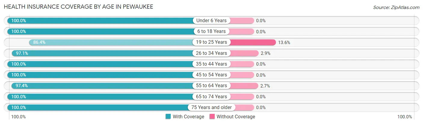 Health Insurance Coverage by Age in Pewaukee