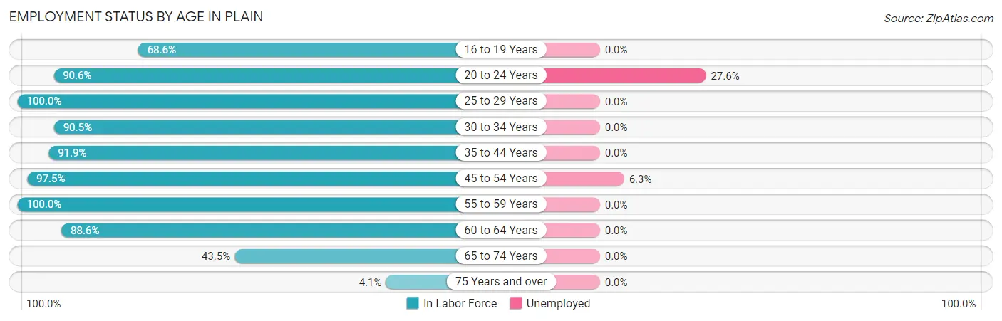 Employment Status by Age in Plain