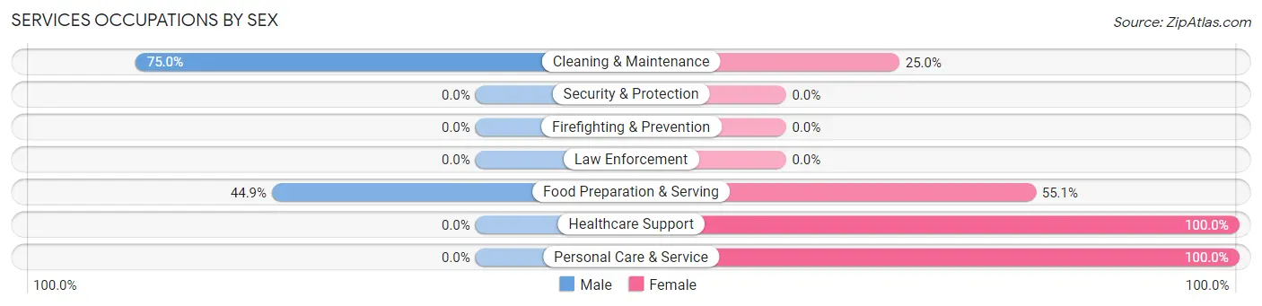Services Occupations by Sex in Plain