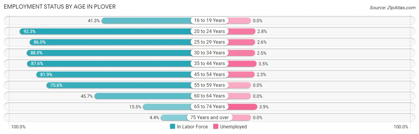 Employment Status by Age in Plover