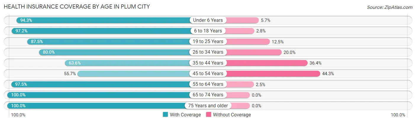 Health Insurance Coverage by Age in Plum City
