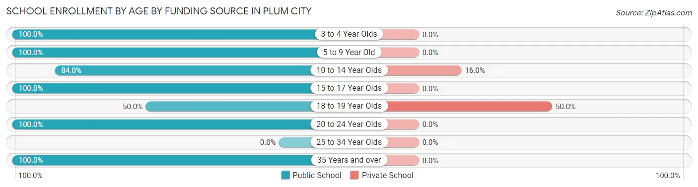 School Enrollment by Age by Funding Source in Plum City