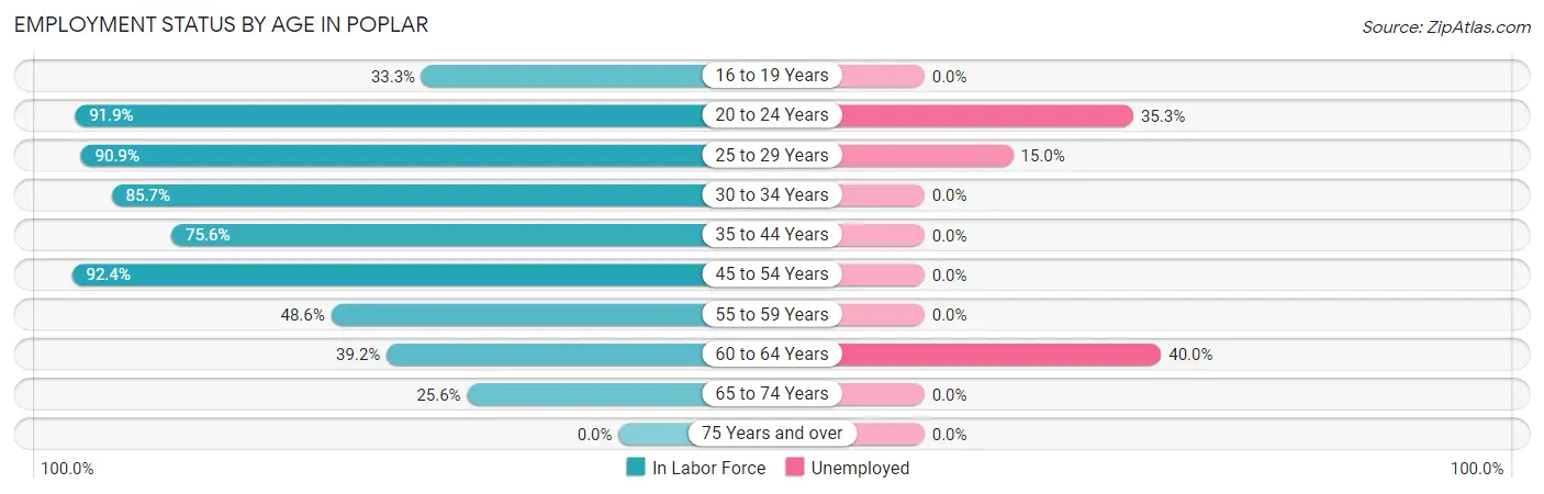 Employment Status by Age in Poplar