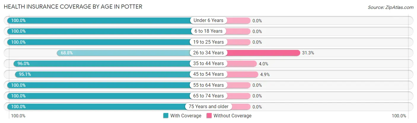 Health Insurance Coverage by Age in Potter