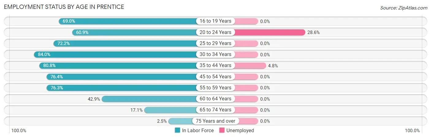 Employment Status by Age in Prentice