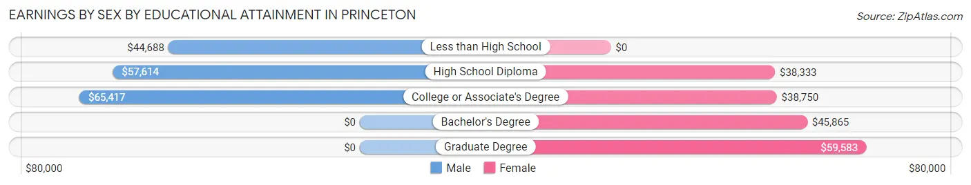 Earnings by Sex by Educational Attainment in Princeton