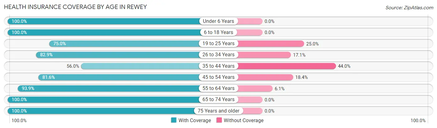 Health Insurance Coverage by Age in Rewey