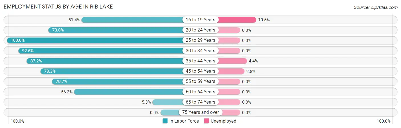 Employment Status by Age in Rib Lake