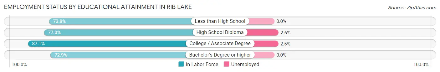 Employment Status by Educational Attainment in Rib Lake