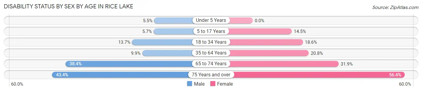 Disability Status by Sex by Age in Rice Lake
