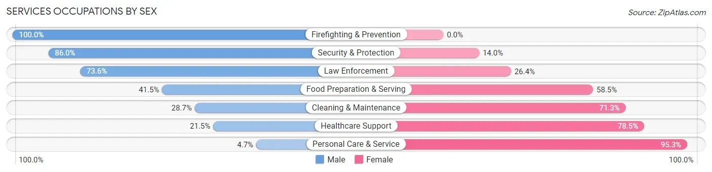 Services Occupations by Sex in River Falls