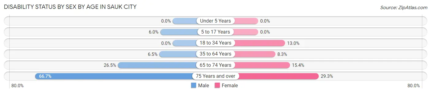 Disability Status by Sex by Age in Sauk City