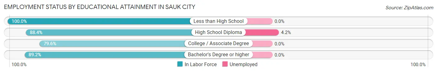 Employment Status by Educational Attainment in Sauk City