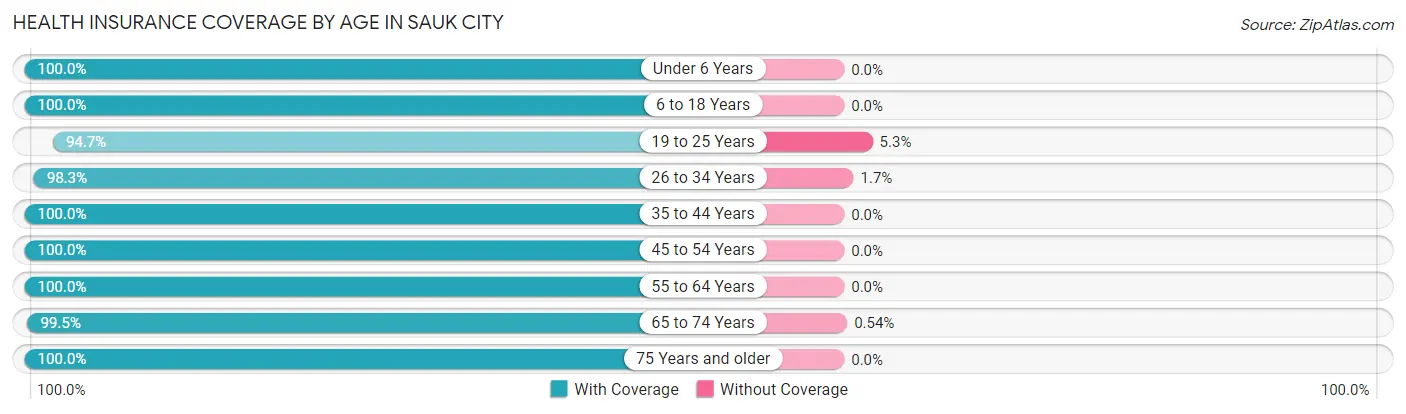 Health Insurance Coverage by Age in Sauk City