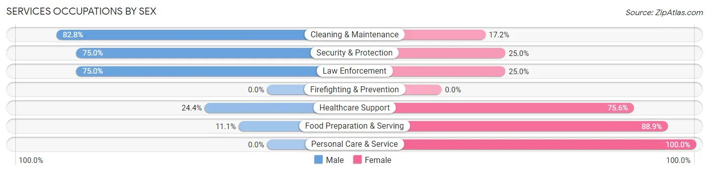 Services Occupations by Sex in Sauk City