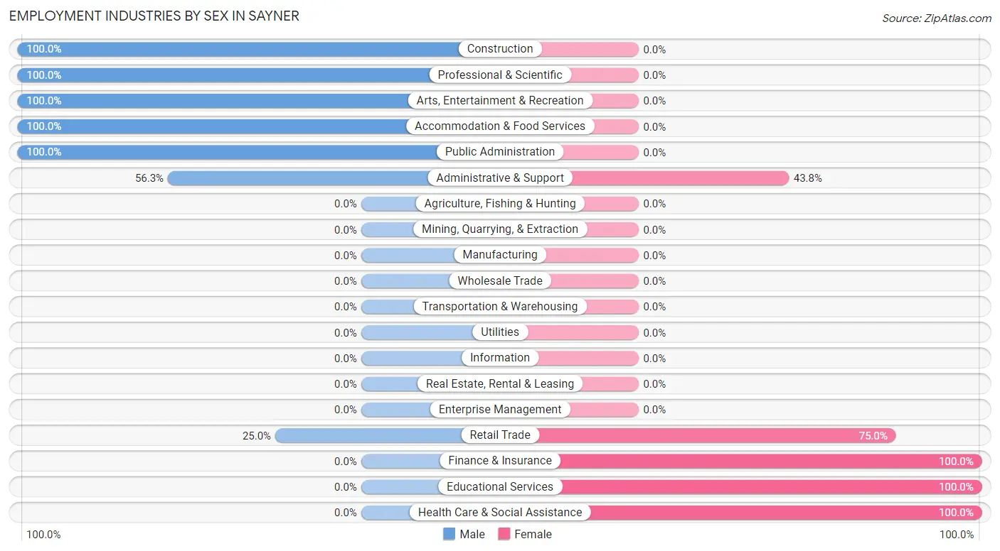 Employment Industries by Sex in Sayner