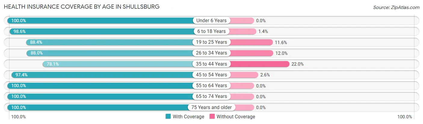 Health Insurance Coverage by Age in Shullsburg