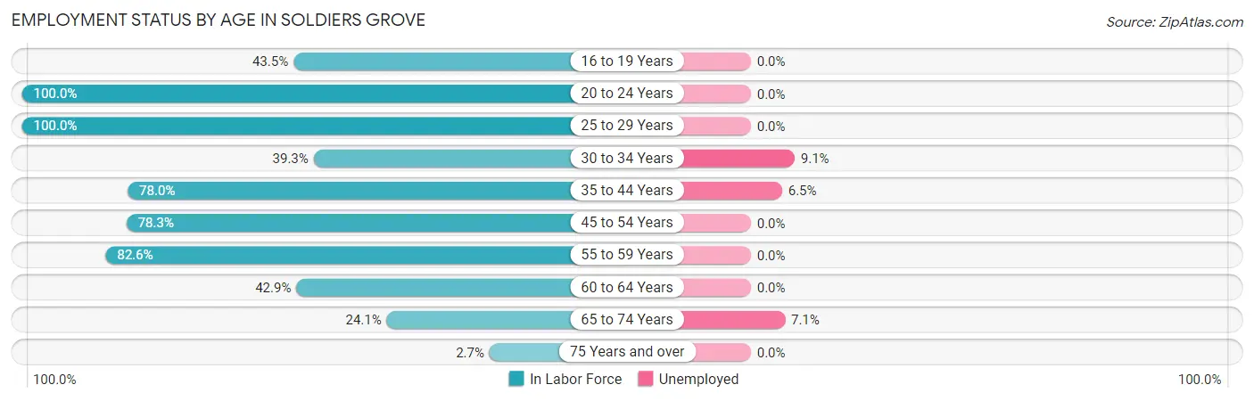 Employment Status by Age in Soldiers Grove