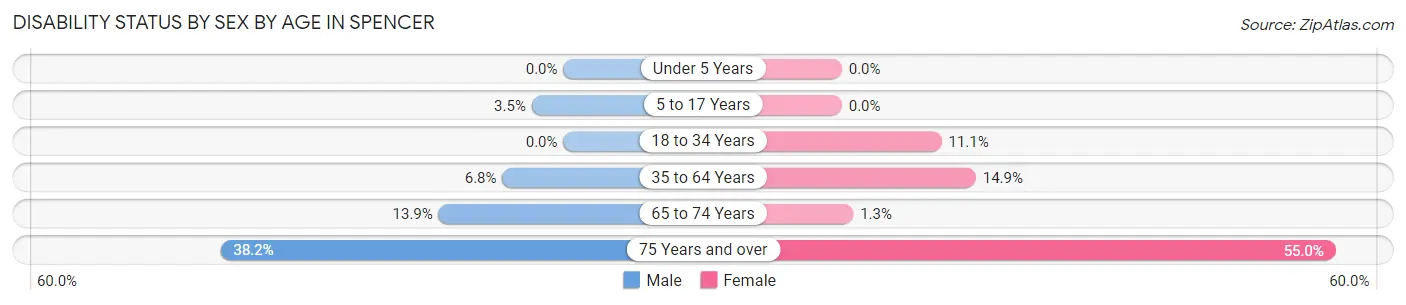 Disability Status by Sex by Age in Spencer