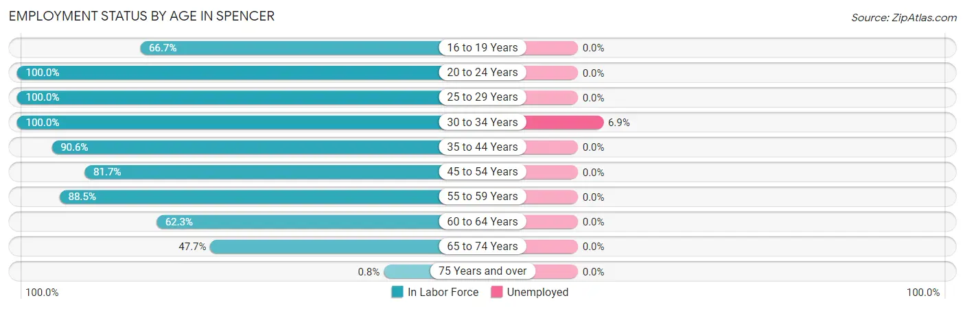 Employment Status by Age in Spencer