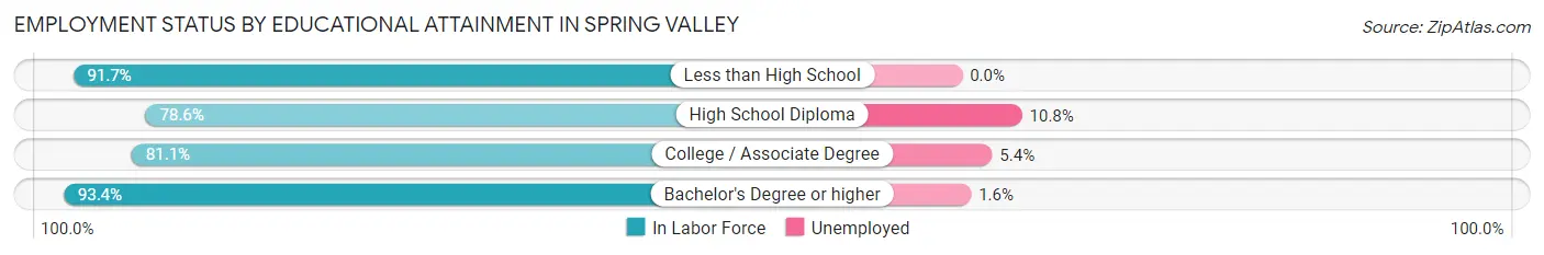 Employment Status by Educational Attainment in Spring Valley