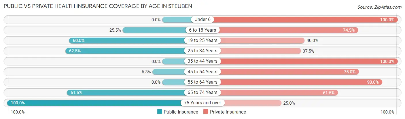 Public vs Private Health Insurance Coverage by Age in Steuben