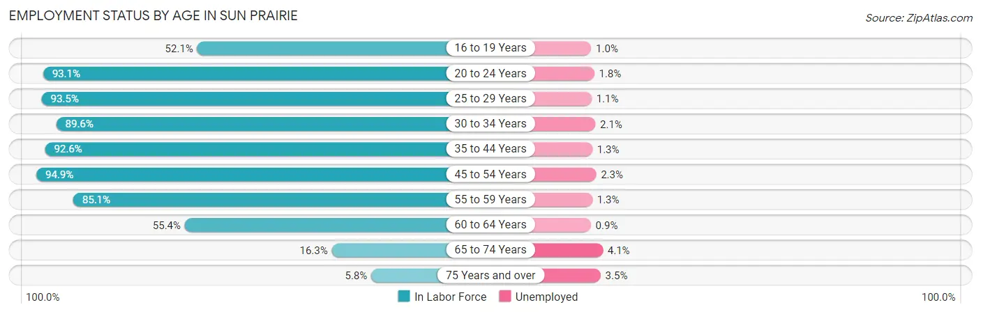 Employment Status by Age in Sun Prairie
