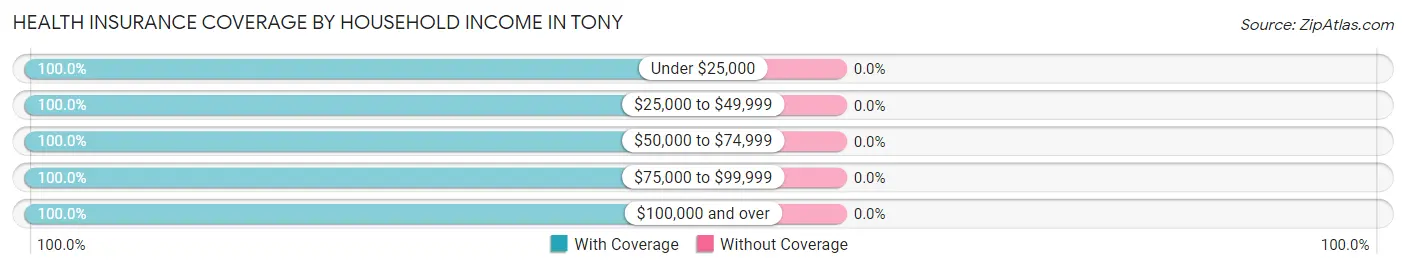 Health Insurance Coverage by Household Income in Tony