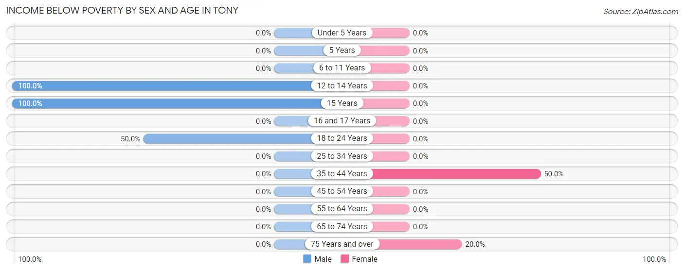Income Below Poverty by Sex and Age in Tony