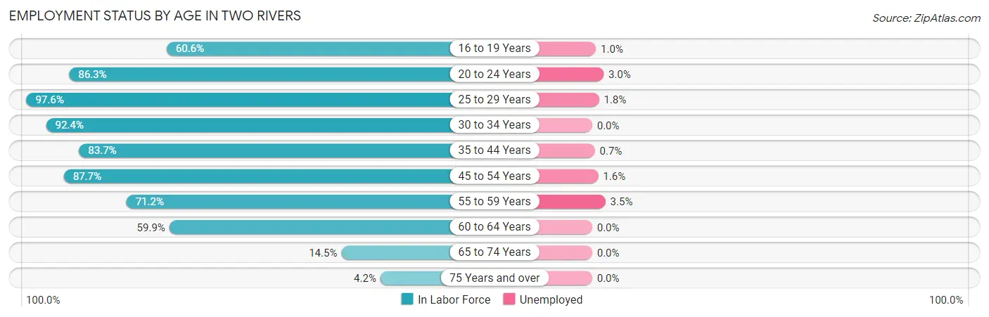 Employment Status by Age in Two Rivers