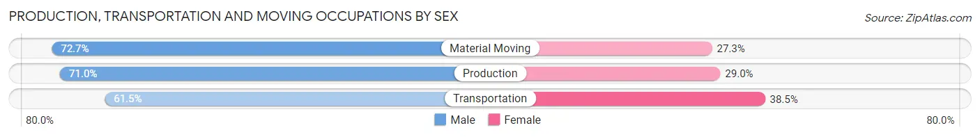 Production, Transportation and Moving Occupations by Sex in Two Rivers